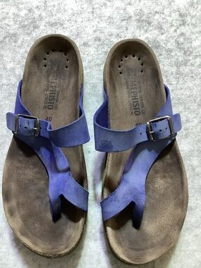 Mephisto Blue Leather Thong Sandals Women's EU40